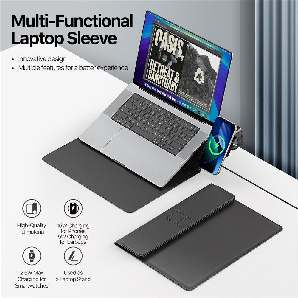 DUX DUCIS AirQ Series for 13.6 - 14.2 inch Laptop Sleeve Case with Stand / Wireless Charging