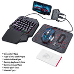 T-WOLF TF950 5PCS Gaming Keyboard Mouse Set Wired 40-Key Keyboard Mouse with Stand and Adapter for Android Phone Tablet