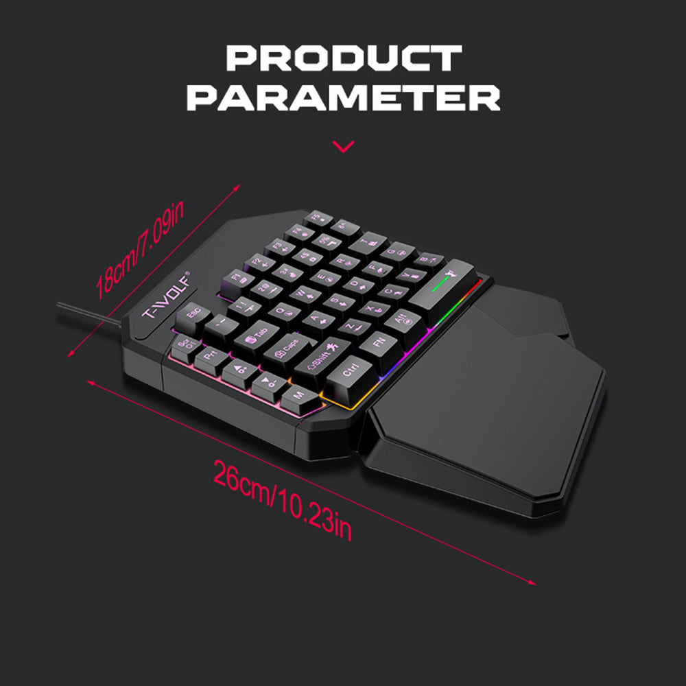 T-WOLF TF950 5PCS Gaming Keyboard Mouse Set Wired 40-Key Keyboard Mouse with Stand and Adapter for Android Phone Tablet