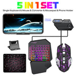 T-WOLF TF950 5PCS Gaming Keyboard Mouse Set Wired 40-Key Keyboard Mouse with Stand and Adapter for Android Phone Tablet
