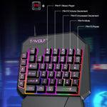 T-WOLF TF950 5PCS Gaming Keyboard Mouse Set Wired 40-Key Keyboard Mouse with Stand and Adapter for Android Phone Tablet