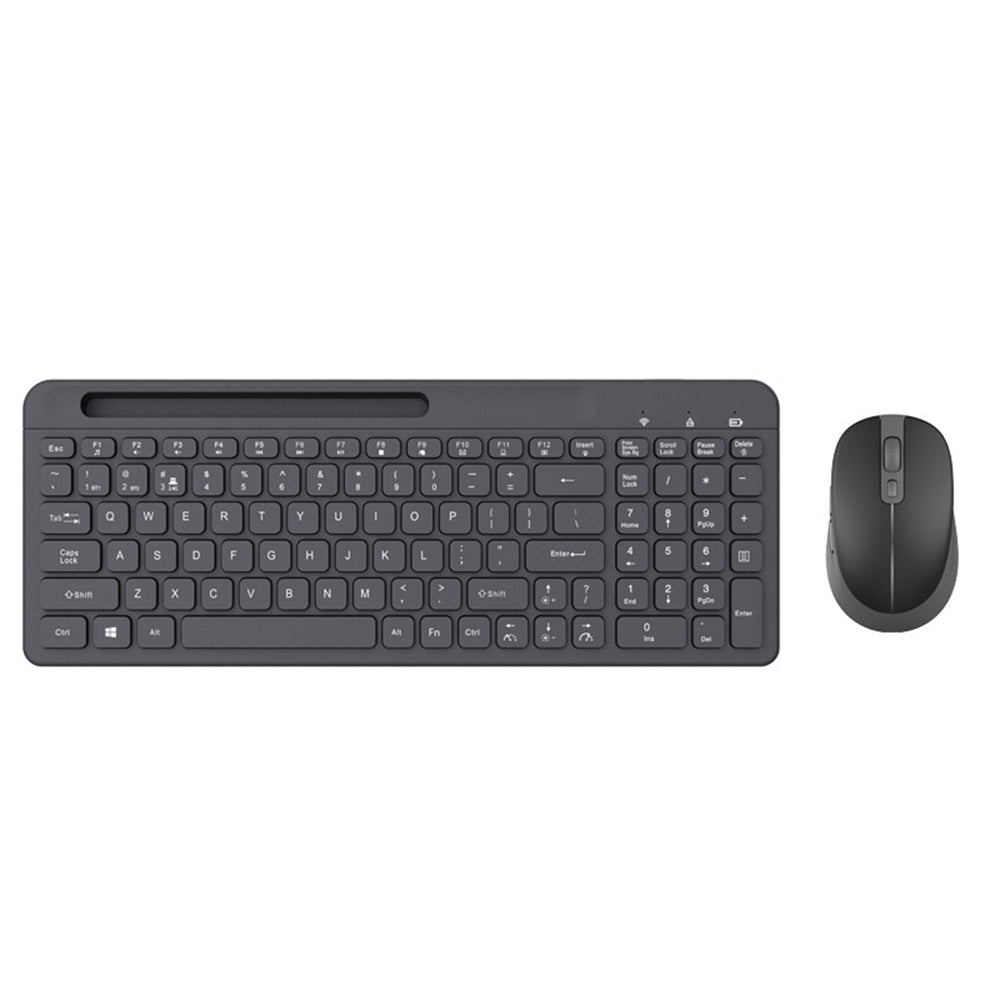 Y-FRUITFUL KM98 2.4G Wireless Keyboard Mouse Combo Set for Office Gaming with Phone Tablet Stand