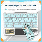 KB333 Transparent Bluetooth-compatible Keyboard Mouse Set 3-Channel Wireless Gaming RGB Backlight Keyboard + Mouse for iPad Tablet Office