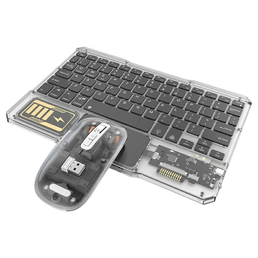 KB333 Transparent Bluetooth-compatible Keyboard Mouse Set 3-Channel Wireless Gaming RGB Backlight Keyboard + Mouse for iPad Tablet Office
