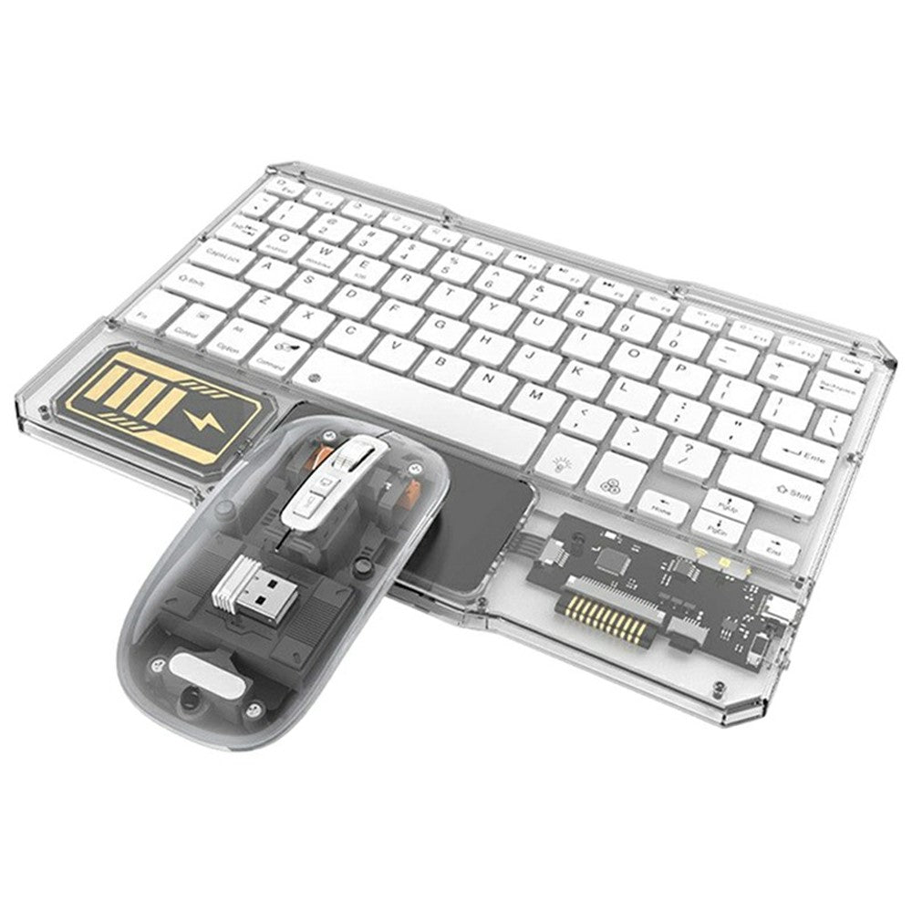 KB333 Transparent Bluetooth-compatible Keyboard Mouse Set 3-Channel Wireless Gaming RGB Backlight Keyboard + Mouse for iPad Tablet Office