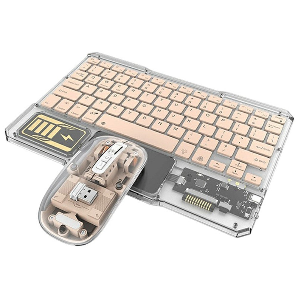 KB333 Transparent Bluetooth-compatible Keyboard Mouse Set 3-Channel Wireless Gaming RGB Backlight Keyboard + Mouse for iPad Tablet Office