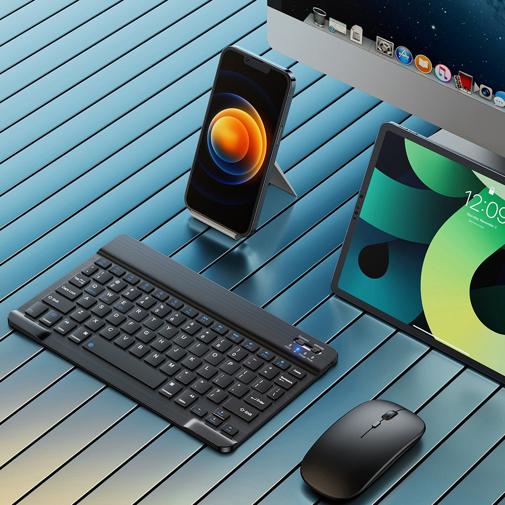 10 Tommer Trådløst Bluetooth-kompatibelt Tastatur med 12 Funktionstaster til Smartphone/Tablet/Laptop