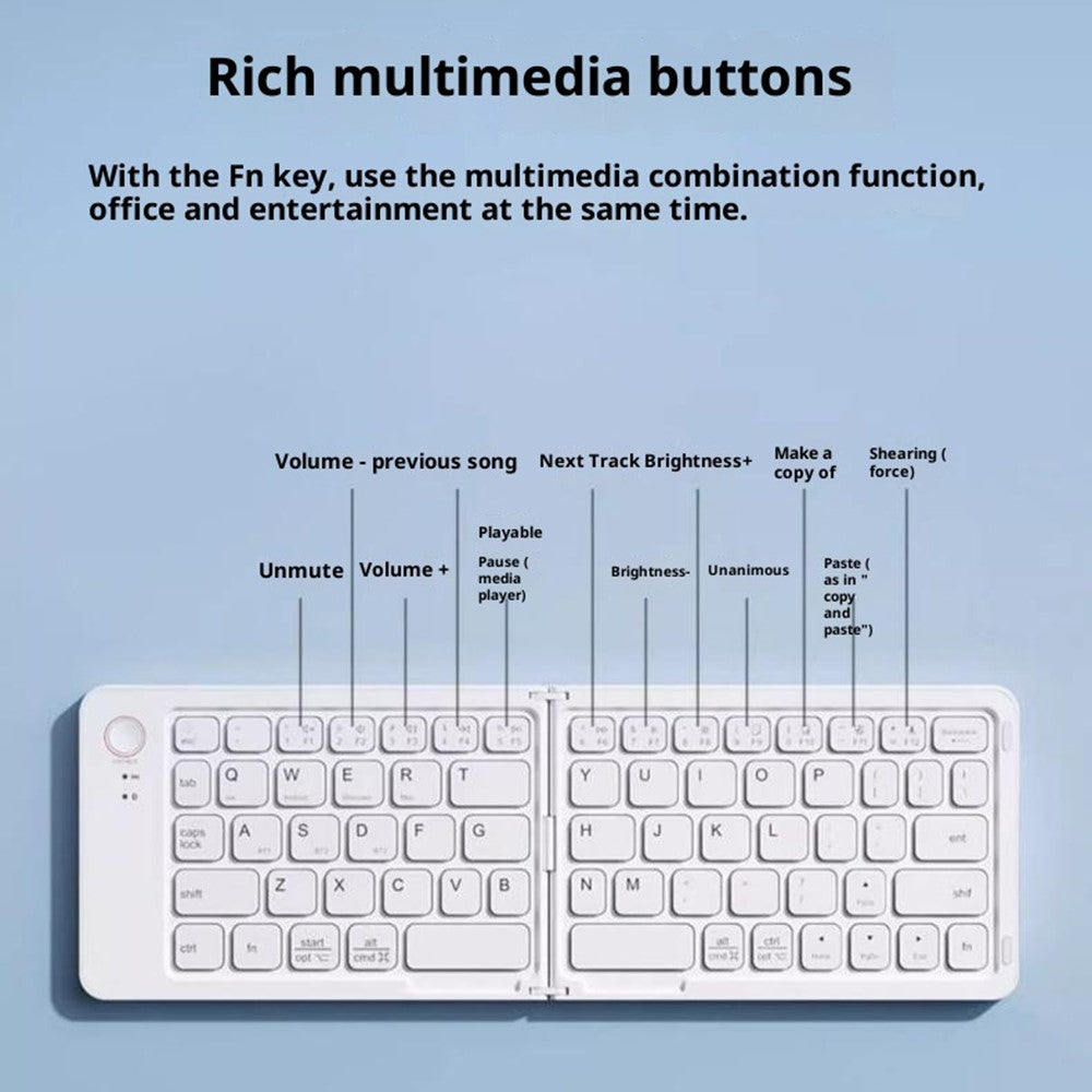 B203B Mini bærbar Bluetooth-kompatibel trådløs foldbar tastatur mus sæt genopladeligt 67 taster hjemmekontor computertastatur + mus