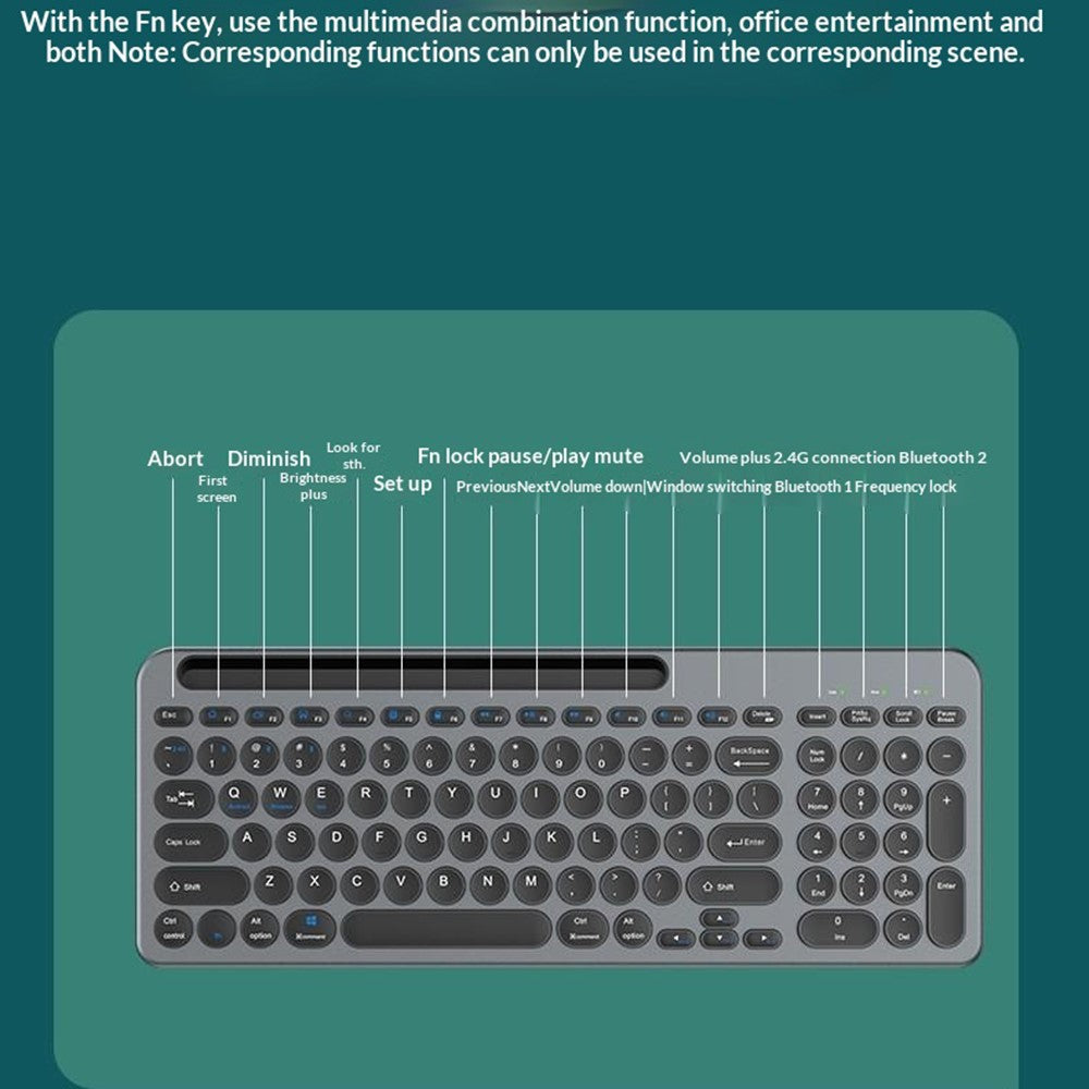 KS184 Wireless Keyboard Mouse Set Dual Mode Card Slot Scissor Switch Keyboard Mouse Combo for Computer Tablet Phone