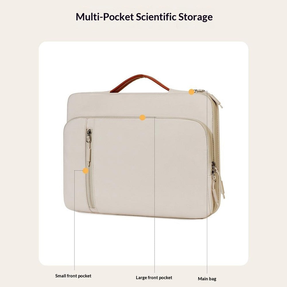 C108 Laptop Handheld Bag for 14-14.6 inch Notebook Retractable Handle Waterproof Business Protective Sleeve Bag Multi-Pocket Shockproof Carrying Case