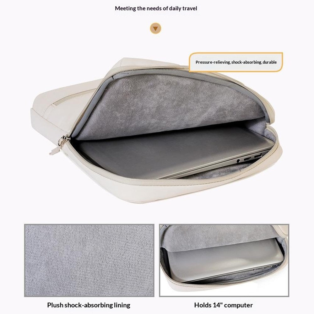 C108 Laptop Handheld Bag for 14-14.6 inch Notebook Retractable Handle Waterproof Business Protective Sleeve Bag Multi-Pocket Shockproof Carrying Case