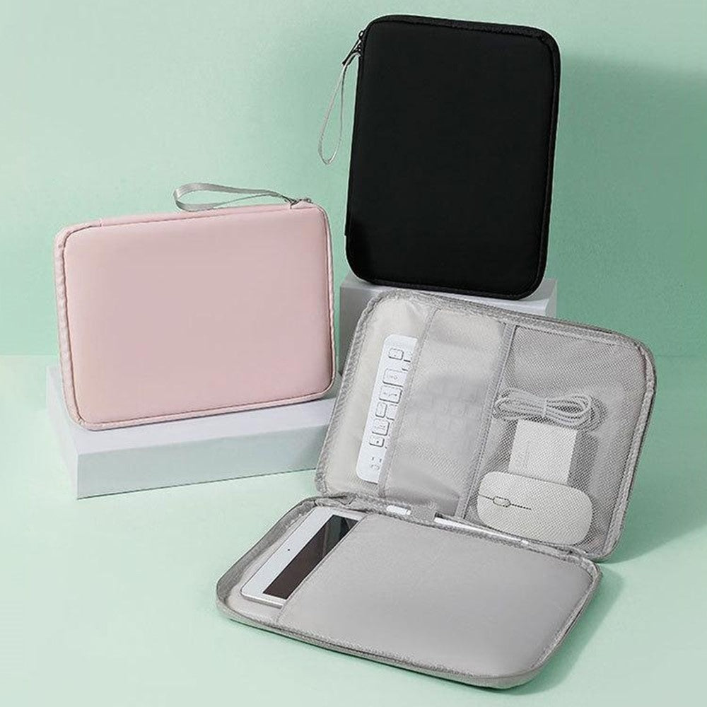 Laptop Sleeve Bag for 12.9 inch Tablet 180-degree Full Opening Portable Storage Organizer with Mouse Pad Function