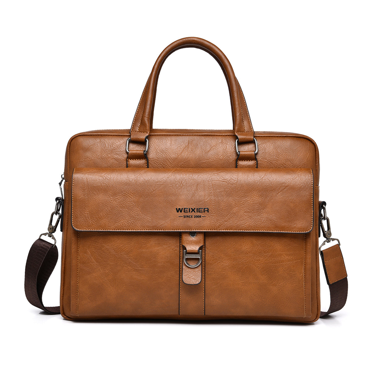 WEIXIER T665 Business Laptop Bag PU Leather Briefcase Waterproof Messenger Bag for 14 Inch Notebook