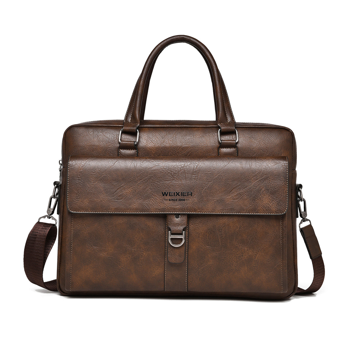 WEIXIER T665 Business Laptop Bag PU Leather Briefcase Waterproof Messenger Bag for 14 Inch Notebook