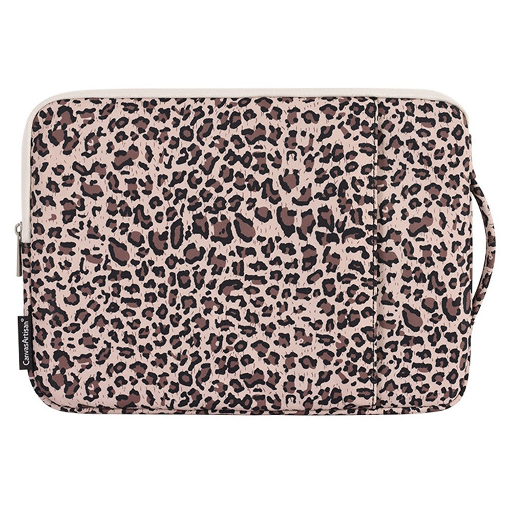 CANVASARTISAN H31-89 Laptop Sleeve for 12 inch Notebook 330 x 231 x 24mm Leopard Pattern Tablet Storage Case with Handle