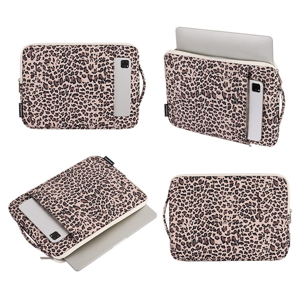 CANVASARTISAN H31-89 Laptop Sleeve til 14 tommer bærbar computer 373 x 265 x 24 mm Leopardmønster Tablet Opbevaringstaske med Håndtag