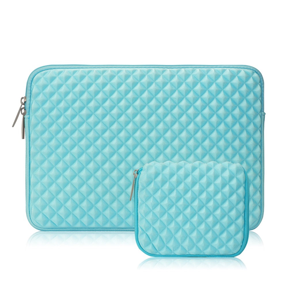 Solid Color Diamond Pattern Universal Laptop Carrying Sleeve Bag with Notebook Adapter Bag for 14-inch - 14.6-inch Laptop