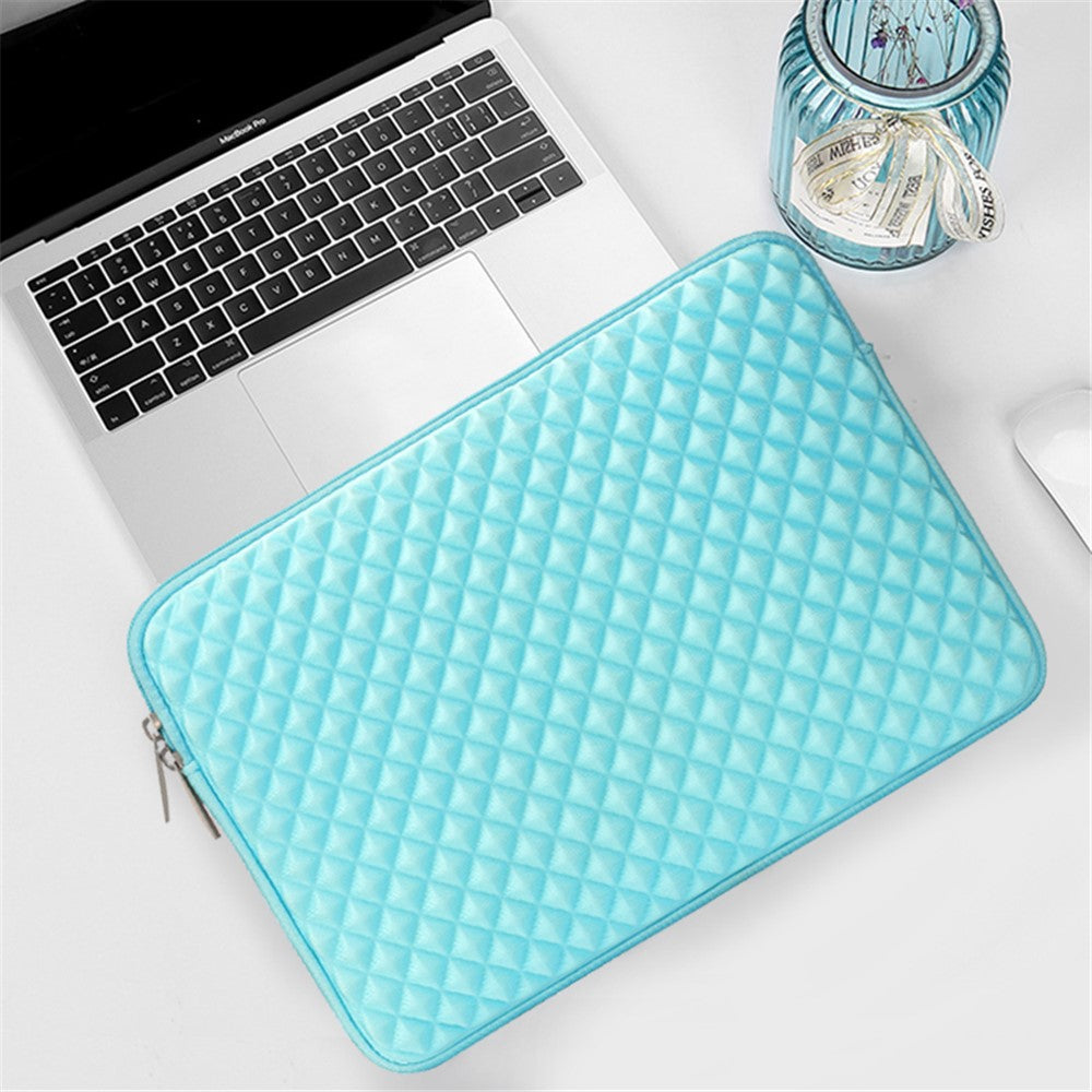Solid Color Diamond Pattern Universal Laptop Carrying Sleeve Bag with Notebook Adapter Bag for 14-inch - 14.6-inch Laptop