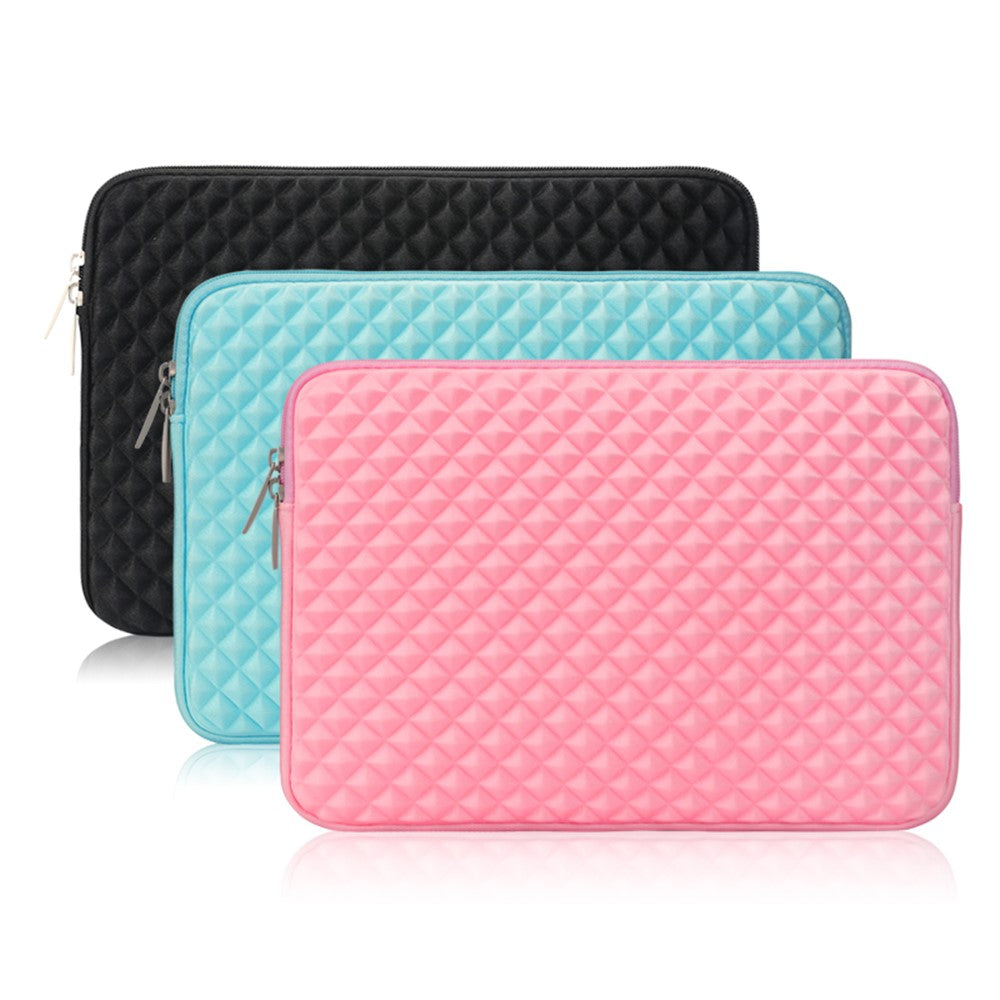 Solid Color Diamond Pattern Universal Laptop Carrying Sleeve Bag with Notebook Adapter Bag for 14-inch - 14.6-inch Laptop