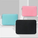 Solid Color Diamond Pattern Universal Laptop Carrying Sleeve Bag with Notebook Adapter Bag for 14-inch - 14.6-inch Laptop