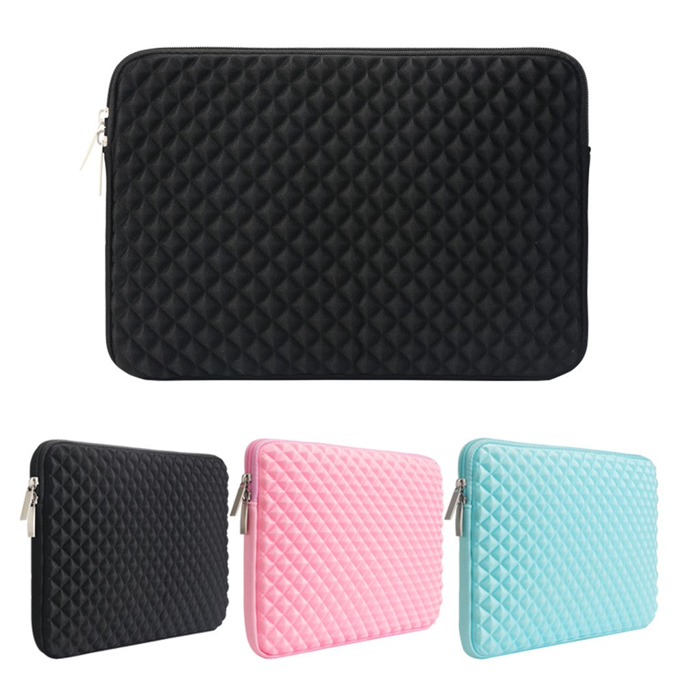 Solid Color Diamond Pattern Universal Laptop Carrying Sleeve Bag with Notebook Adapter Bag for 14-inch - 14.6-inch Laptop