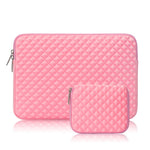 Solid Color Diamond Pattern Universal Laptop Carrying Sleeve Bag with Notebook Adapter Bag for 14-inch - 14.6-inch Laptop