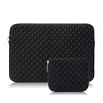 Solid Color Diamond Pattern Universal Laptop Carrying Sleeve Bag with Notebook Adapter Bag for 14-inch - 14.6-inch Laptop