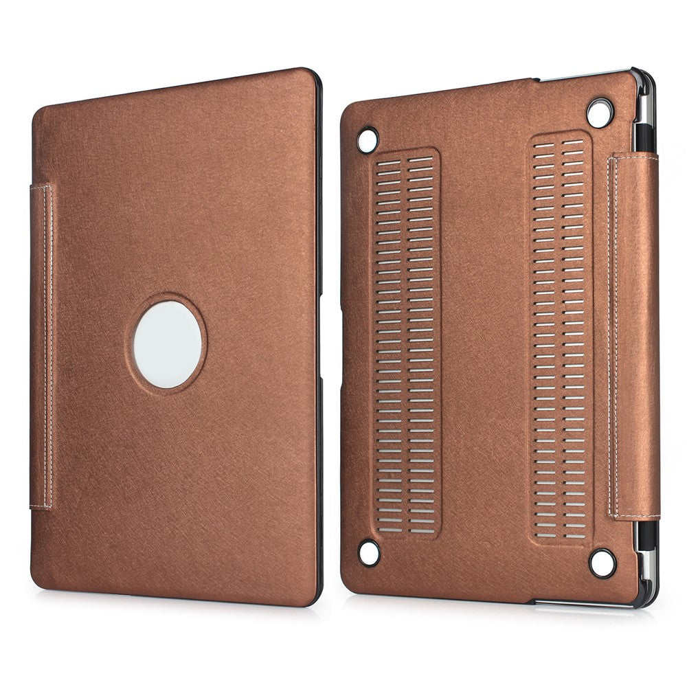 PU Leather + PC Protective Shell Cover with Hollow-out Bottom for MacBook Air 13.3 inch (A1932/A2179/A2337)