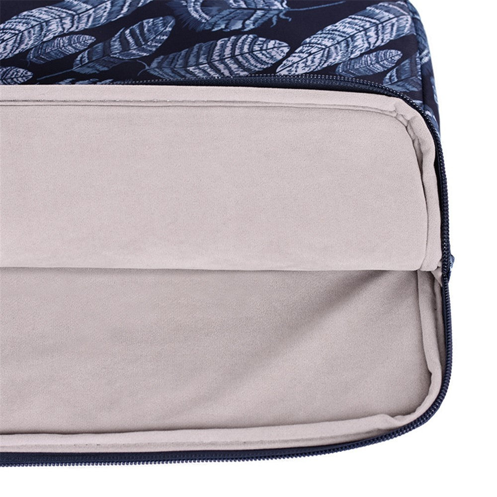 CANVASARTISAN H4-03 Notebook Liner Bag Leaves Pattern Protective Cover Zipper Case for 15-inch Laptop