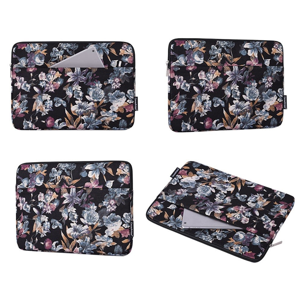 CANVASARTISAN H2-11 Lærred Laptop Sleeve Stilfuld Akvarel Blomstret Mønster 11-tommer Notebook Lynlåstaske
