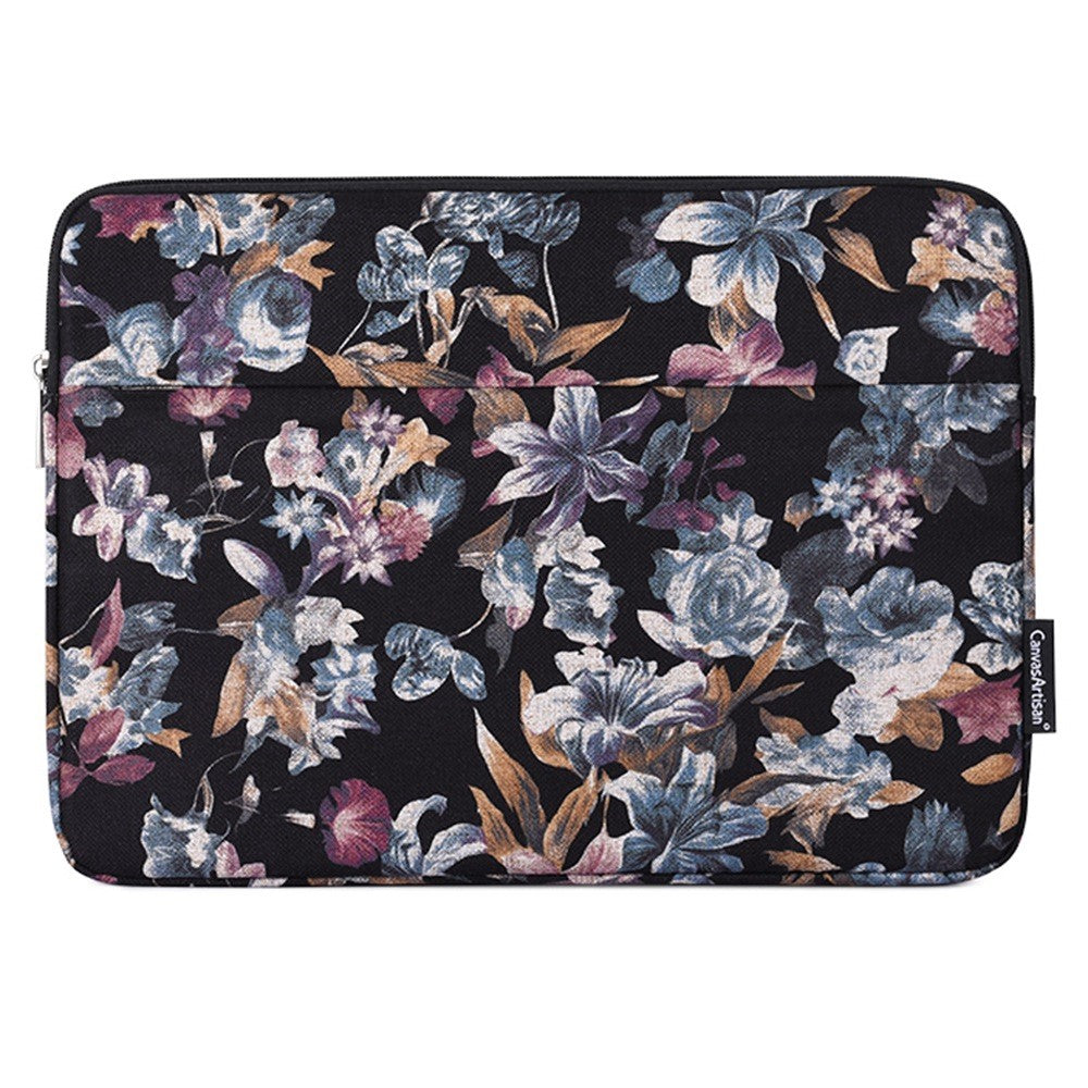 CANVASARTISAN H2-11 Lærred Laptop Sleeve Stilfuld Akvarel Blomstret Mønster 11-tommer Notebook Lynlåstaske