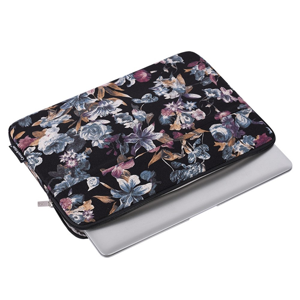 CANVASARTISAN H2-11 Lærred Laptop Sleeve Stilfuld Akvarel Blomstret Mønster 11-tommer Notebook Lynlåstaske