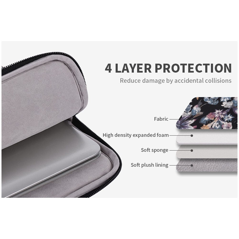 CANVASARTISAN H2-11 Lærred Laptop Sleeve Stilfuld Akvarel Blomstret Mønster 11-tommer Notebook Lynlåstaske