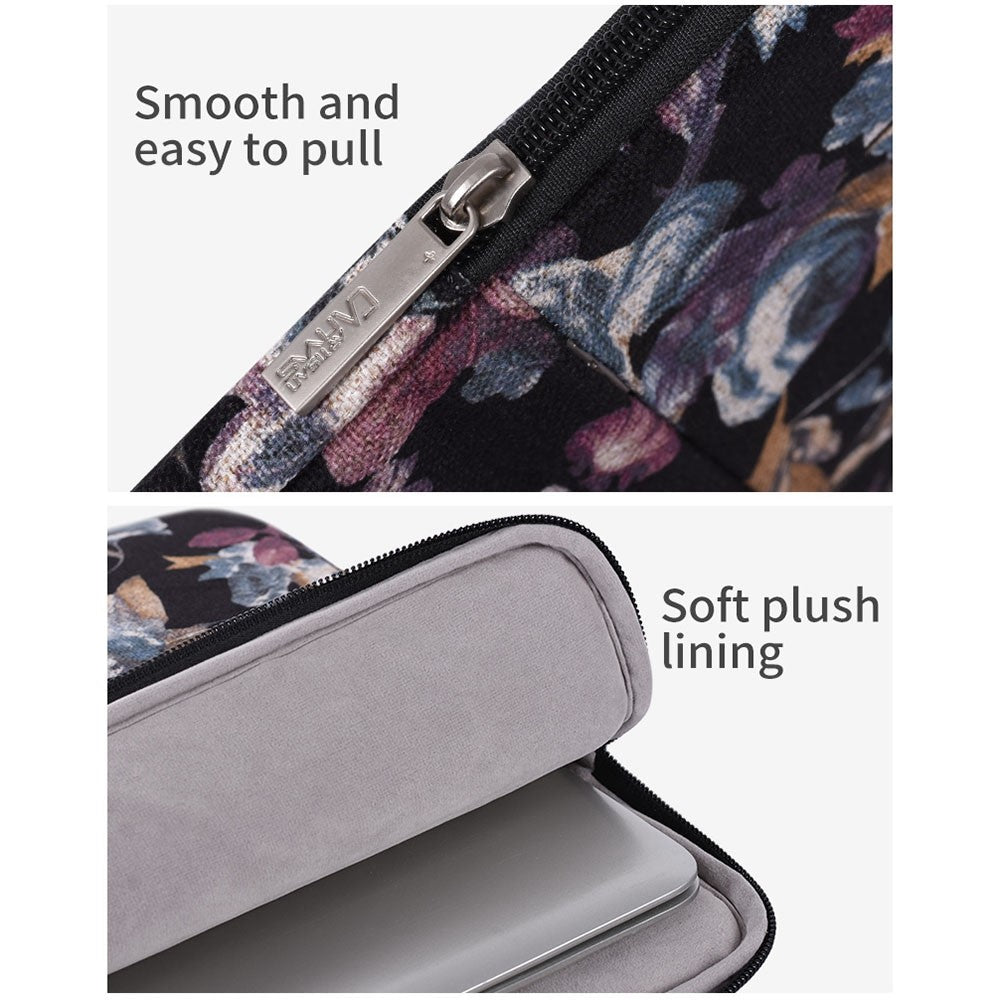 CANVASARTISAN H2-11 Lærred Laptop Sleeve Stilfuld Akvarel Blomstret Mønster 11-tommer Notebook Lynlåstaske