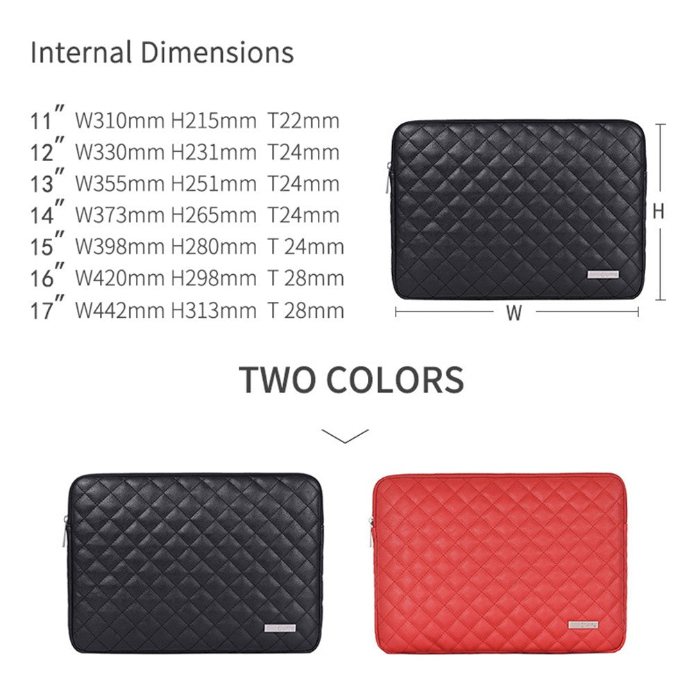 CANVASARTISAN L19-04 for 13-inch Notebook Sleeve Rhombus Texture Laptop Bag Shockproof Zipper Case
