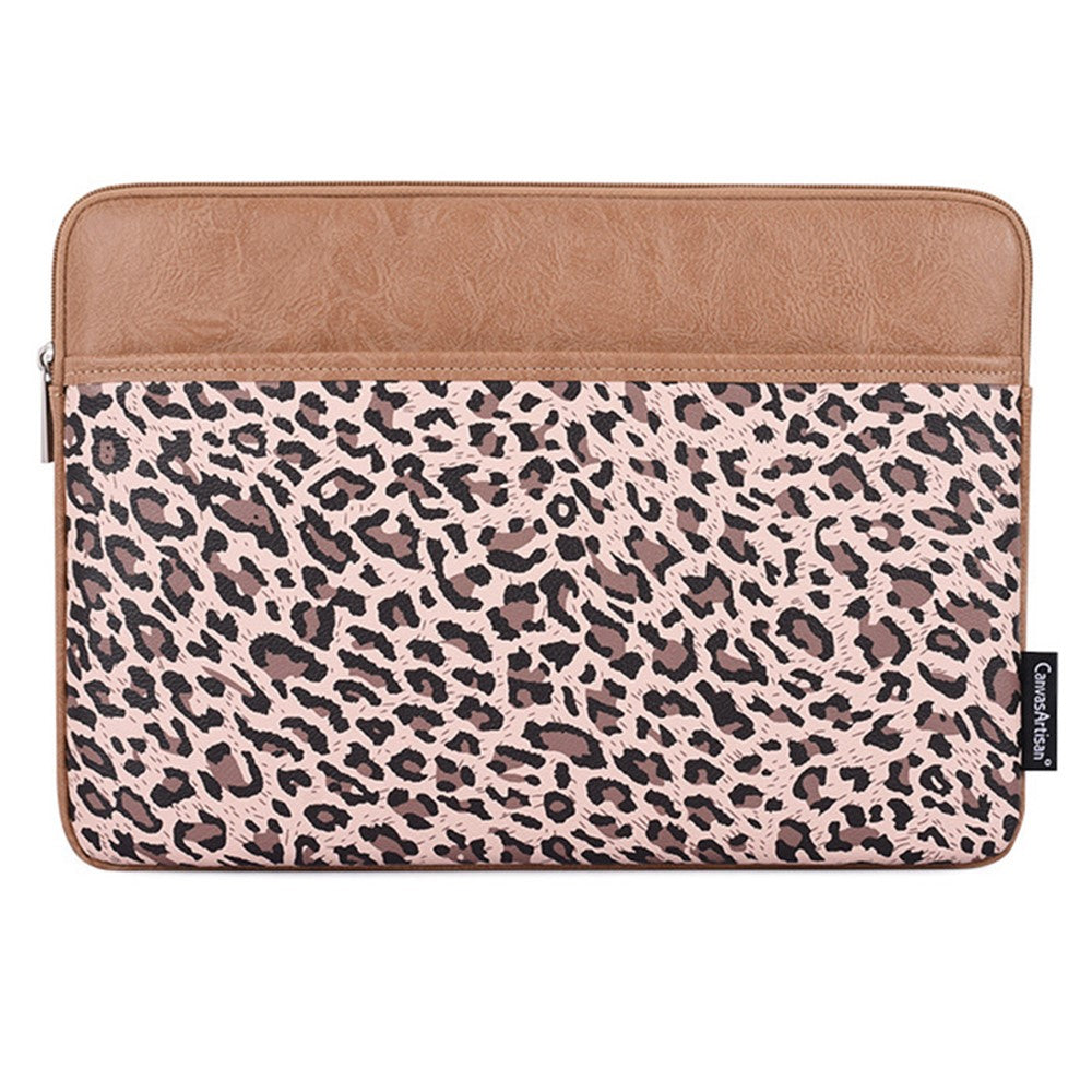 CANVASARTISAN G31-36 13-inch Laptop Leopard Print PU Leather Storage Bag Notebook Protective Sleeve