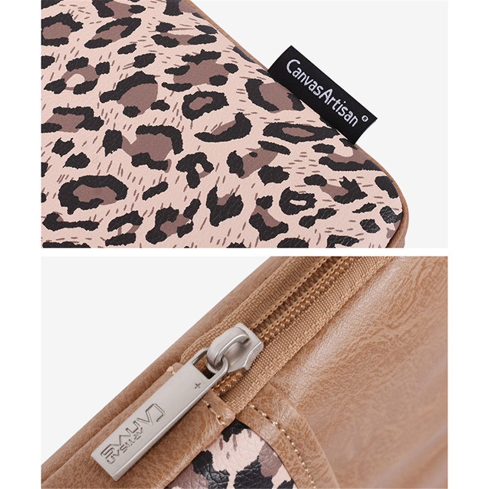 CANVASARTISAN G31-36 13-inch Laptop Leopard Print PU Leather Storage Bag Notebook Protective Sleeve
