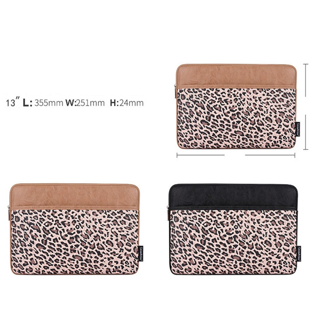 CANVASARTISAN G31-36 13-inch Laptop Leopard Print PU Leather Storage Bag Notebook Protective Sleeve