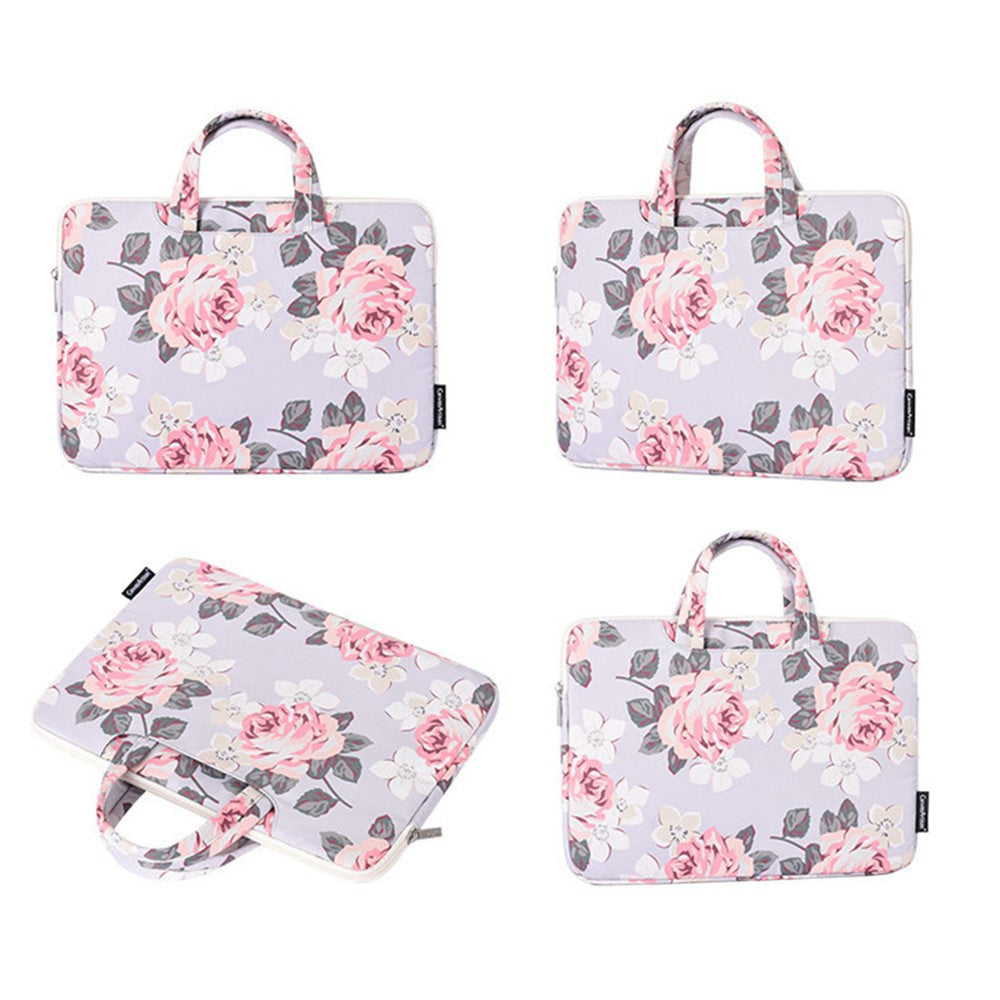 CANVASARTISAN H40-B01 Laptop Sleeve Case Rose Pattern Printed 13-inch Computer Carrying Bag Portable Handle Business Briefcase