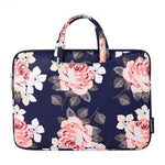CANVASARTISAN H40-B01 Laptop Sleeve Case Rose Pattern Printed 13-inch Computer Carrying Bag Portable Handle Business Briefcase
