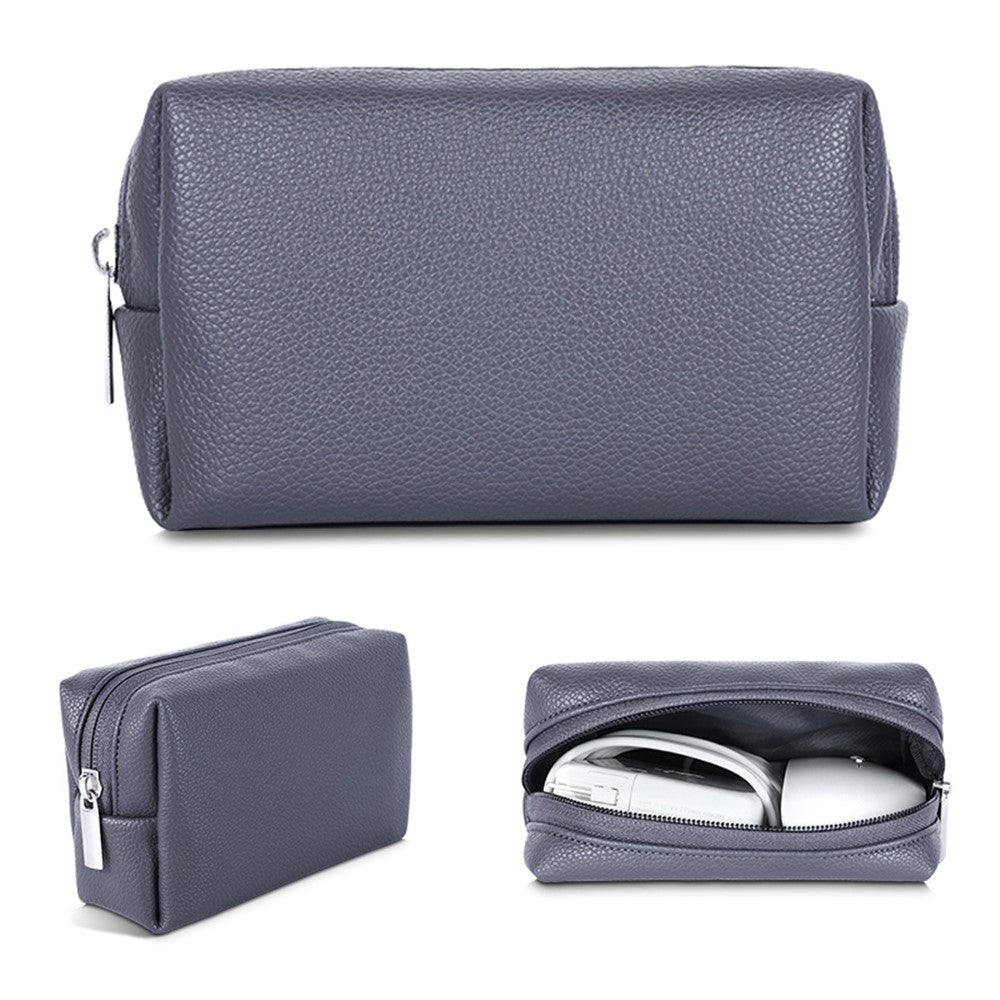 Electronic Organizer Mouse Power Bank Cable Storage Bag Waterproof Leather USB Flash Drive Storage Pouch