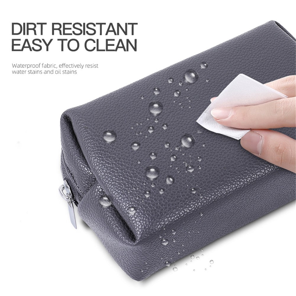 Electronic Organizer Mouse Power Bank Cable Storage Bag Waterproof Leather USB Flash Drive Storage Pouch