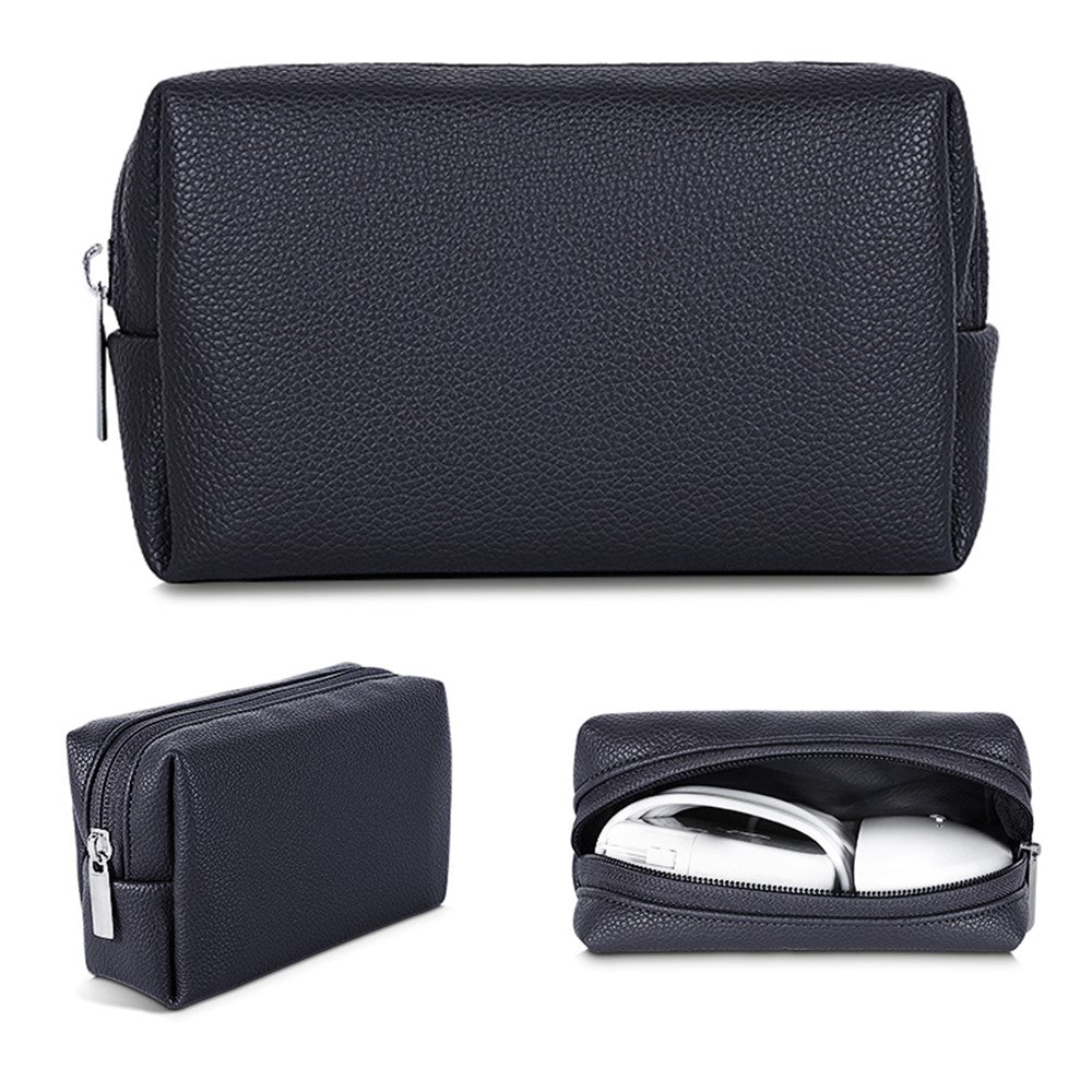 Electronic Organizer Mouse Power Bank Cable Storage Bag Waterproof Leather USB Flash Drive Storage Pouch