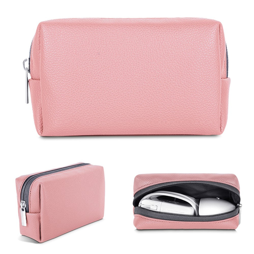 Electronic Organizer Mouse Power Bank Cable Storage Bag Waterproof Leather USB Flash Drive Storage Pouch