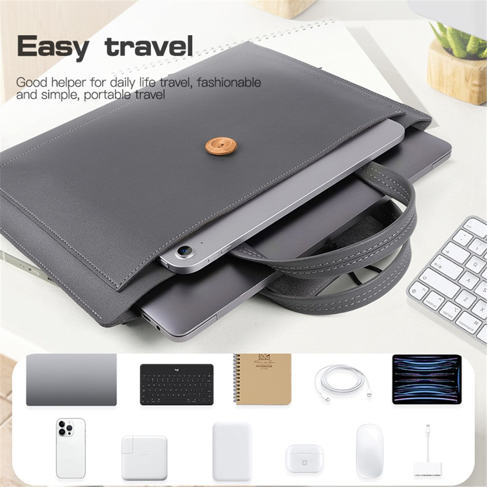 15 / 15.4 / 16 Inch Laptop Carrying Bag Handbag PU Leather Surface Protection Sleeve 3-Layer Notebook Computer Pouch