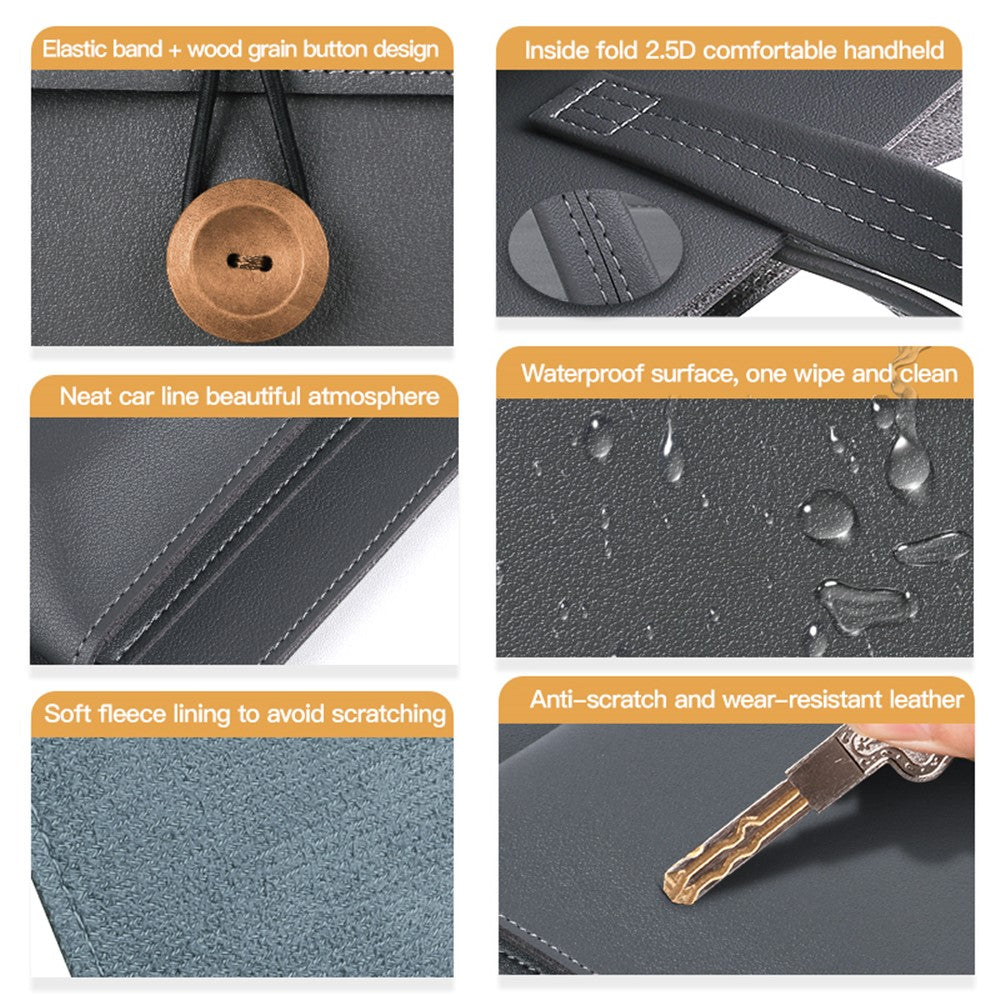 15 / 15.4 / 16 Inch Laptop Carrying Bag Handbag PU Leather Surface Protection Sleeve 3-Layer Notebook Computer Pouch