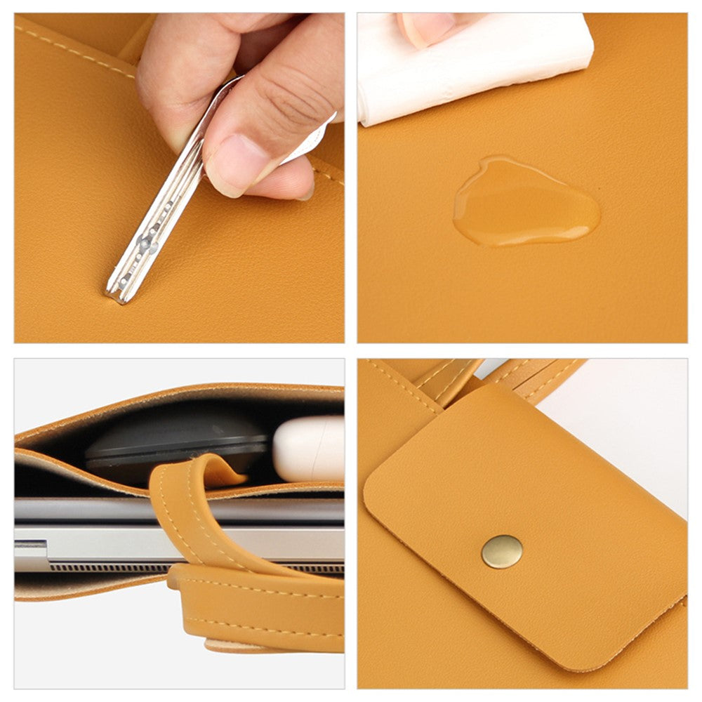 0814 13 / 14 inch Waterproof PU Leather Laptop Handbag Ultra Thin Notebook Carrying Bag