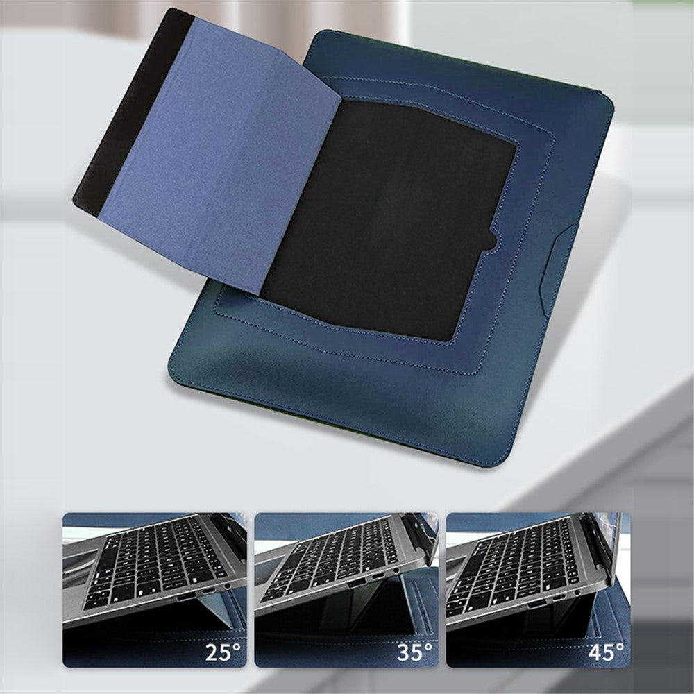 13-inch Anti-Scratch PU Leather Laptop Bag with Adjustable Stand + Small Bag