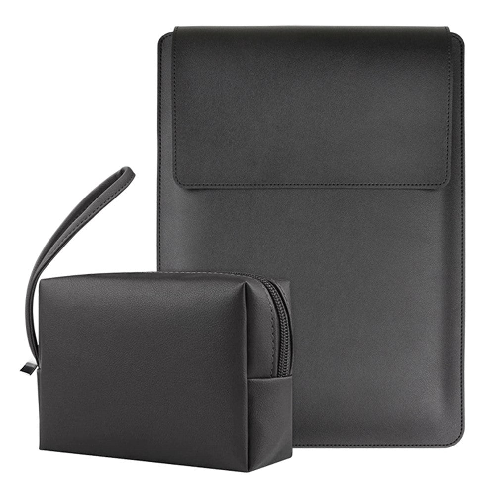 13-inch Anti-Scratch PU Leather Laptop Bag with Adjustable Stand + Small Bag