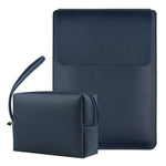 14-inch Laptop Sleeve PU Leather Bag with Adjustable Stand + Small Bag